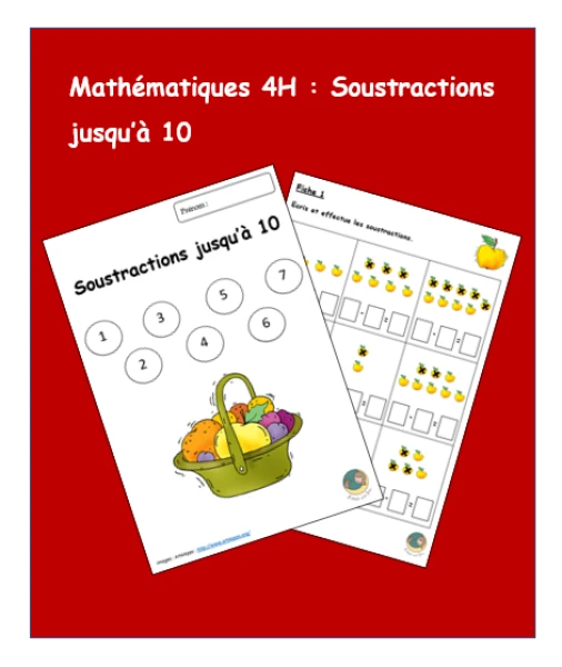 Mathématiques 4H - Les soustractions jusqu'à 10